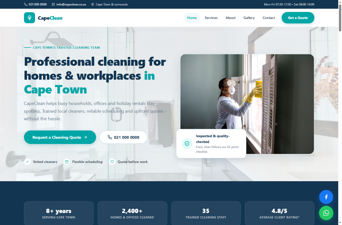 Professional Cleaning Services Website Template template preview