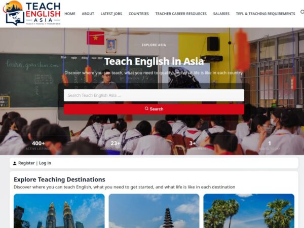 Teach English Asia - Directory website for teaching English across Asia - 4:3 screenshot