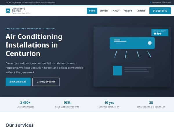 aircon-services - One-page website template preview