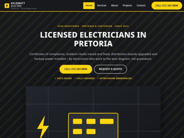 electrician - One-page website template preview